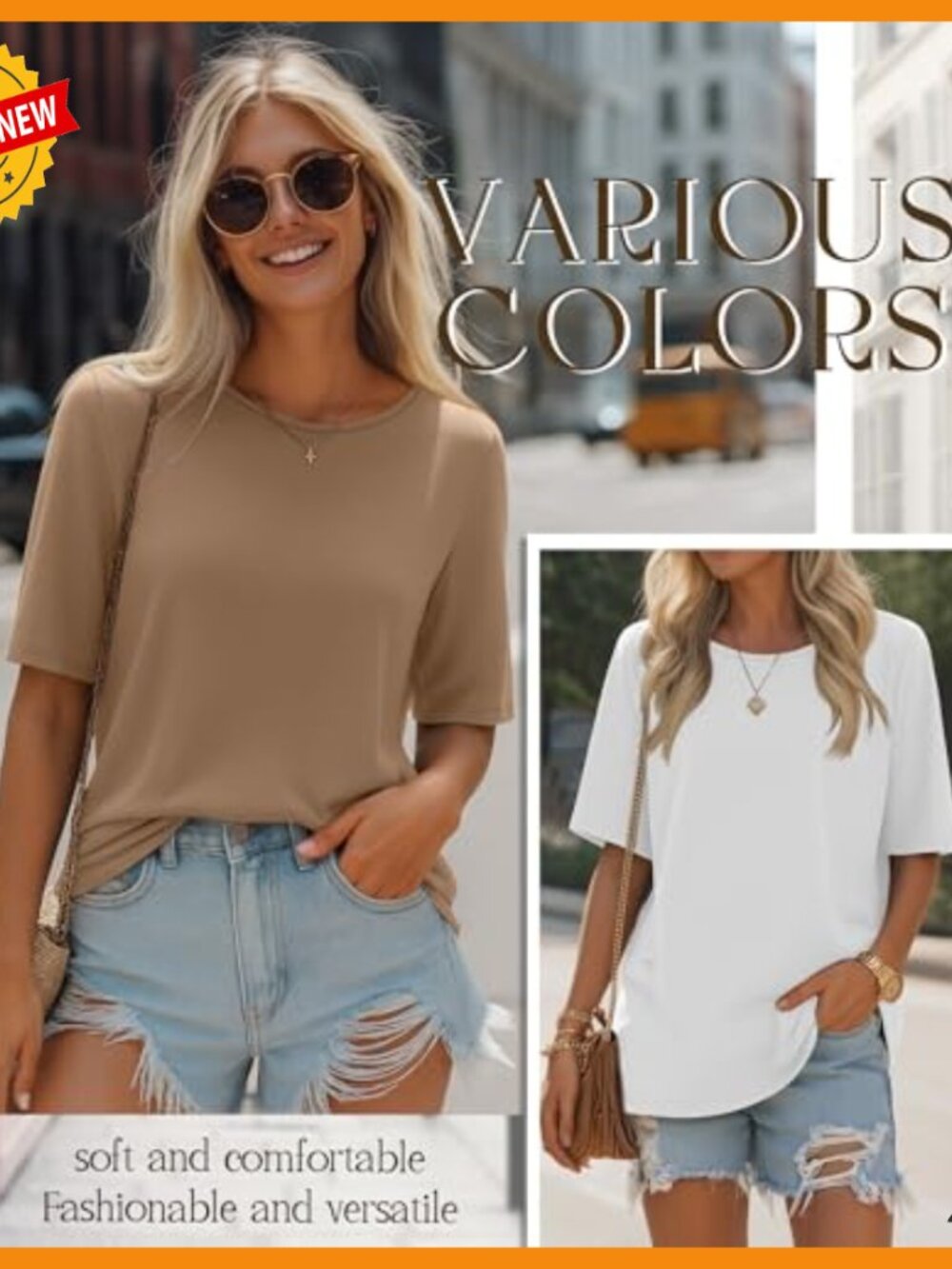 4 Pack Half Sleeve Oversized T-Shirts, Lightweight Cotton Blend, Casual Round - Picture 3 of 7